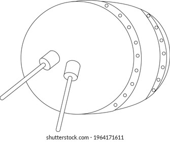 Drawing drum cartoon vector illustration. isolated background