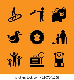drawing, duck family, badge and obese icon set. Vector illustration for web and design.