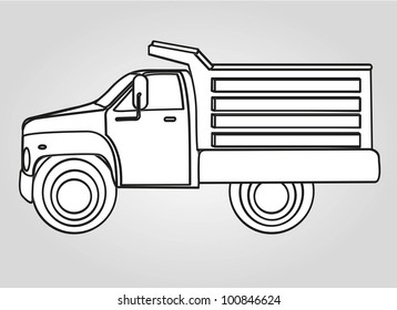 Drawing Dump Truck Isolated On Gray Background