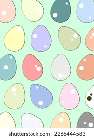 Drawing of Easter eggs, silhouette. Print, banner, background. Multicolored eggs. Minimalism.