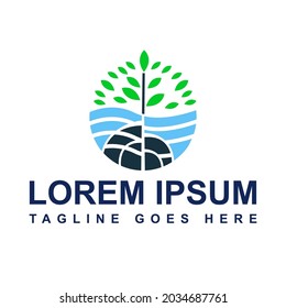 diseño del logotipo de conservación del medio ambiente del ecosistema de dibujo ilustración vectorial