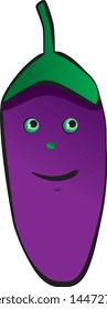 Drawing of an eggplant laughing with its look upwards