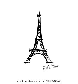 Drawing of the Eiffel Tower with ink.