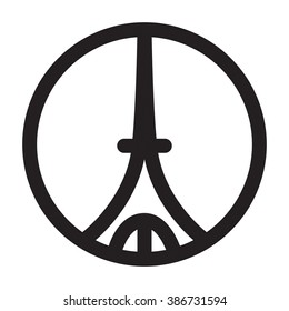 Drawing of Eiffel Tower symbol in Paris, France. Vector illustration