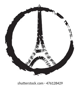Drawing of Eiffel Tower symbol in Paris, France. Vector illustration