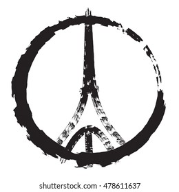Drawing of Eiffel Tower symbol in Paris, France. Vector illustration
