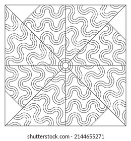 Drawing of eight slices with wavy line pattern. Fun coloring page suitable for digital detox. Anti stress EPS8 #501