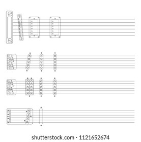 Drawing Electric guitar bridge. Electric Guitar Pickup. String Guitar. Outline