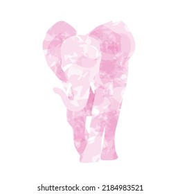 Drawing of an elephant, abstraction, pink, stylization of marble, watercolors, glass.