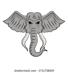 Drawing of an elephant head on a white background, vector illustration