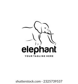 Drawing elephant logo style design . Black simple silhouette. Symbol Template Logo. Vector illustration flat design. Suitable for your design need, logo, illustration, animation, etc.
