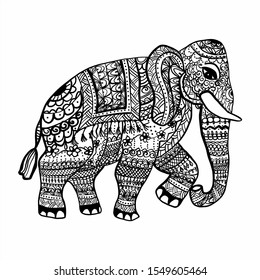 Indian Elephant Style Mihendi On White Stock Vector (Royalty Free ...