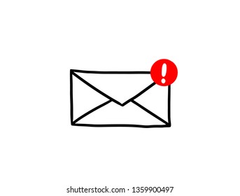 Drawing email message icon doodle style.