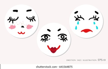 drawing emotion face illustration.
cute girl / beautiful girl / sad girl