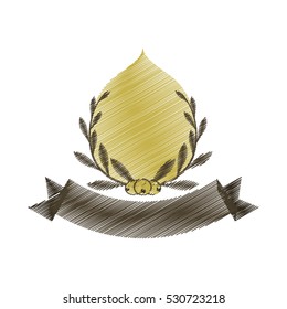 drawing empty green olive leaves label with banner vector illustration eps 10