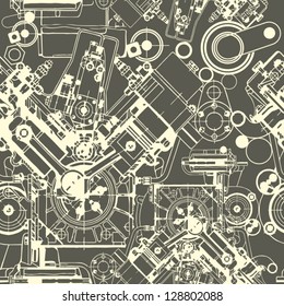 Drawing engine seamless pattern,  background. Seamless pattern can be used for wallpaper, pattern fills, web page background,surface textures. Gorgeous seamless  background