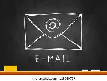 Drawing of envelope on blackboard