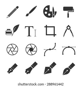 drawing equipment icon set
