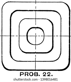 Drawing Exercise Eight Concentric Circles using Ink by dividing the paper in quarters it is a Hatch to Brush fills a shape with a hatch pattern vintage line drawing or engraving illustration.