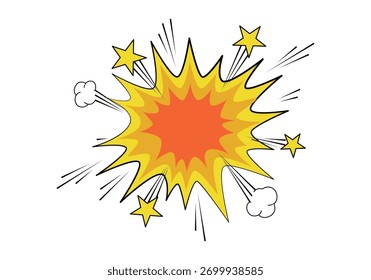 Zeichnung einer Explosion auf weißem Hintergrund