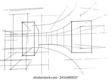 Líneas arquitectónicas exteriores e interiores de diseño. , Montaje gráfico en arquitectura y diseño interior. , Esbozar ideas para diseños interiores o exteriores.