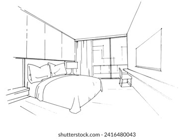 Drawing exterior and interior architectural lines. , Graphic assembly in architecture and interior design work. ,Sketch ideas for interior or exterior designs.