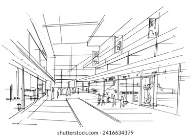 Drawing exterior and interior architectural lines. , Graphic assembly in architecture and interior design work. ,Sketch ideas for interior or exterior designs.