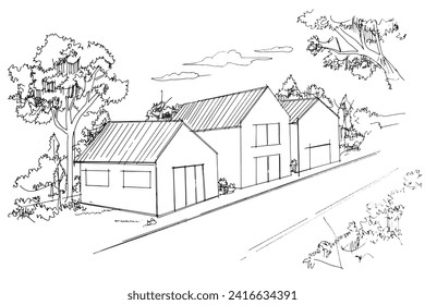 Drawing exterior and interior architectural lines. , Graphic assembly in architecture and interior design work. ,Sketch ideas for interior or exterior designs.