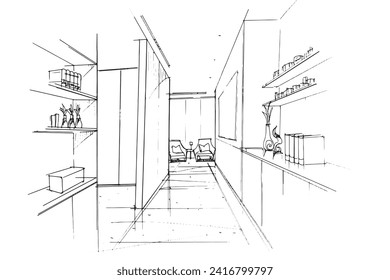 Líneas arquitectónicas exteriores e interiores de diseño. , Montaje gráfico en arquitectura y diseño interior. , Esbozar ideas para diseños interiores o exteriores.