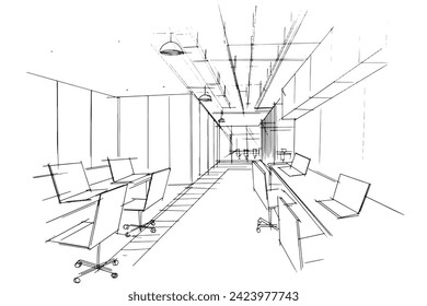 Drawing exterior and interior architectural lines. , Graphic assembly in architecture and interior design work. ,Sketch ideas for interior or exterior designs.