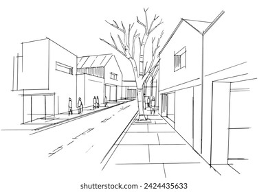 Drawing exterior and interior architectural lines. , Graphic assembly in architecture and interior design work. ,Sketch ideas for interior or exterior designs.