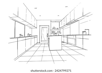 Drawing exterior and interior architectural lines. , Graphic assembly in architecture and interior design work. ,Sketch ideas for interior or exterior designs.