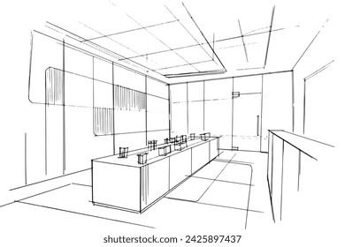 Drawing exterior and interior architectural lines. , Graphic assembly in architecture and interior design work. ,Sketch ideas for interior or exterior designs.