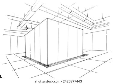 Drawing exterior and interior architectural lines. , Graphic assembly in architecture and interior design work. ,Sketch ideas for interior or exterior designs.