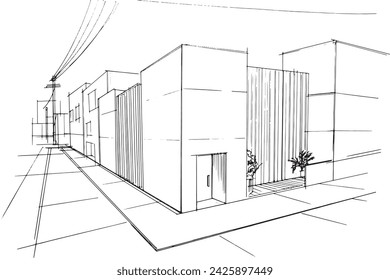 Drawing exterior and interior architectural lines. , Graphic assembly in architecture and interior design work. ,Sketch ideas for interior or exterior designs.