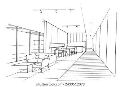 Drawing exterior and interior architectural lines. , Graphic assembly in architecture and interior design work. ,Sketch ideas for interior or exterior designs.