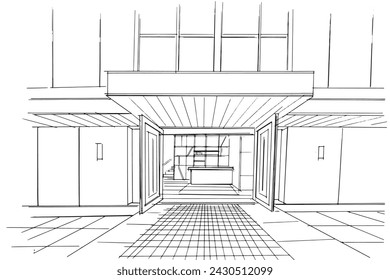 Drawing exterior and interior architectural lines. , Graphic assembly in architecture and interior design work. ,Sketch ideas for interior or exterior designs.