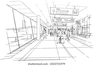 Drawing exterior and interior architectural lines. , Graphic assembly in architecture and interior design work. ,Sketch ideas for interior or exterior designs.