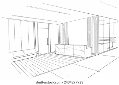 Drawing exterior and interior architectural lines. , Graphic assembly in architecture and interior design work. ,Sketch ideas for interior or exterior designs.