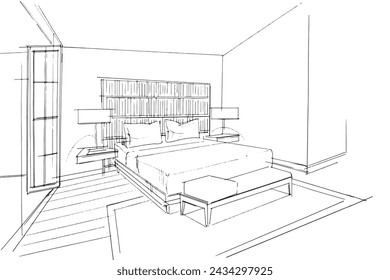 Drawing exterior and interior architectural lines. , Graphic assembly in architecture and interior design work. ,Sketch ideas for interior or exterior designs.