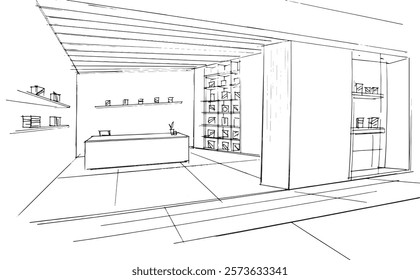 Desenhando linhas arquitetônicas exteriores e interiores. , Montagem gráfica em arquitetura e trabalhos de design de interiores. , Desenhe ideias para designs de interiores ou exteriores.