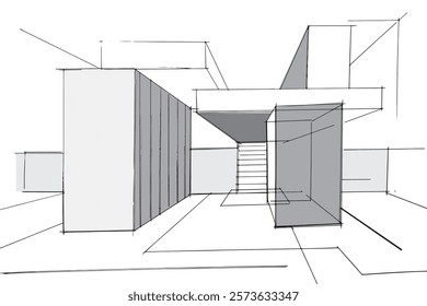 Desenhando linhas arquitetônicas exteriores e interiores. , Montagem gráfica em arquitetura e trabalhos de design de interiores. , Desenhe ideias para designs de interiores ou exteriores.