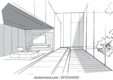 Desenhando linhas arquitetônicas exteriores e interiores. , Montagem gráfica em arquitetura e trabalhos de design de interiores. , Desenhe ideias para designs de interiores ou exteriores.