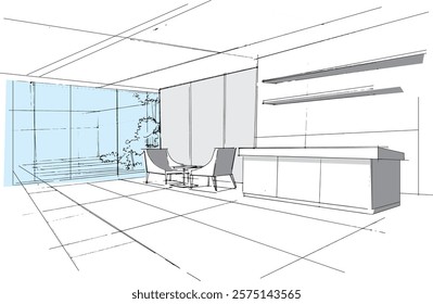 Desenhando linhas arquitetônicas exteriores e interiores. , Montagem gráfica em arquitetura e trabalhos de design de interiores. , Desenhe ideias para designs de interiores ou exteriores.