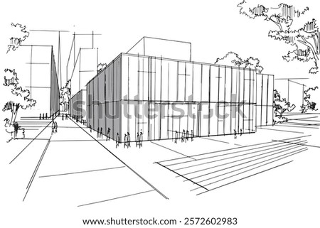 Drawing exterior and interior architectural lines. , Graphic assembly in architecture and interior design work. ,Sketch ideas for interior or exterior designs.
