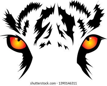 Drawing Eyes Tiger Vector. Tiger Eyes Illustration