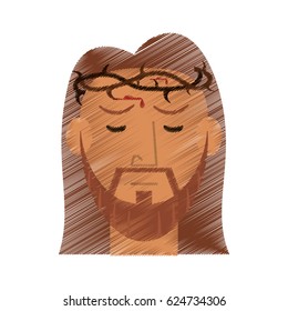 drawing face jesus christ crown design
