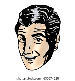 drawing face man pop art design