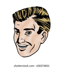 drawing face man pop art design