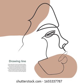 Drawing face woman contemporary 02. Portrait in a modern abstract graphic style.